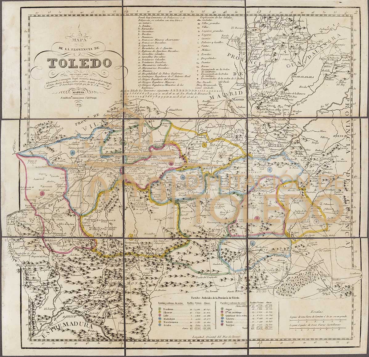 Mapa Provincia de Toledo 1834