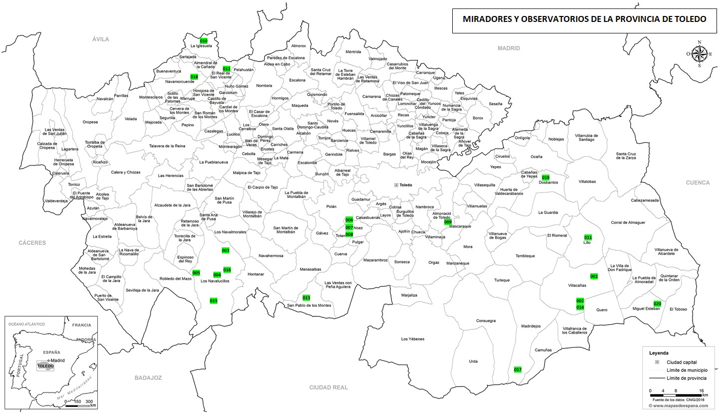 Mapa miradores y observatorios