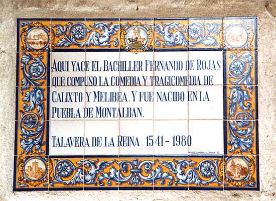 Placa conmemorativa de Fernando de Rojas