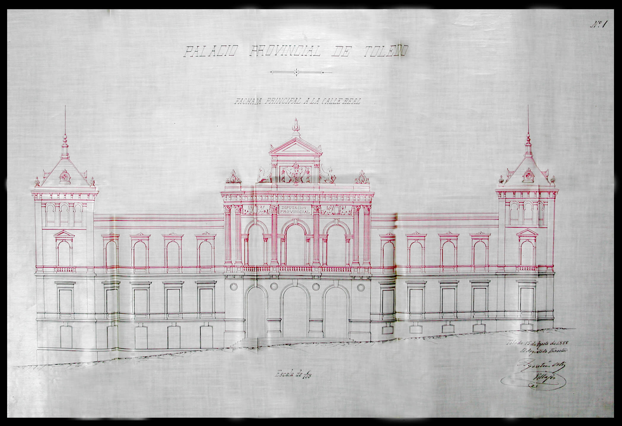 Toledo. Fachada principal del palacio de la Diputación, 1888