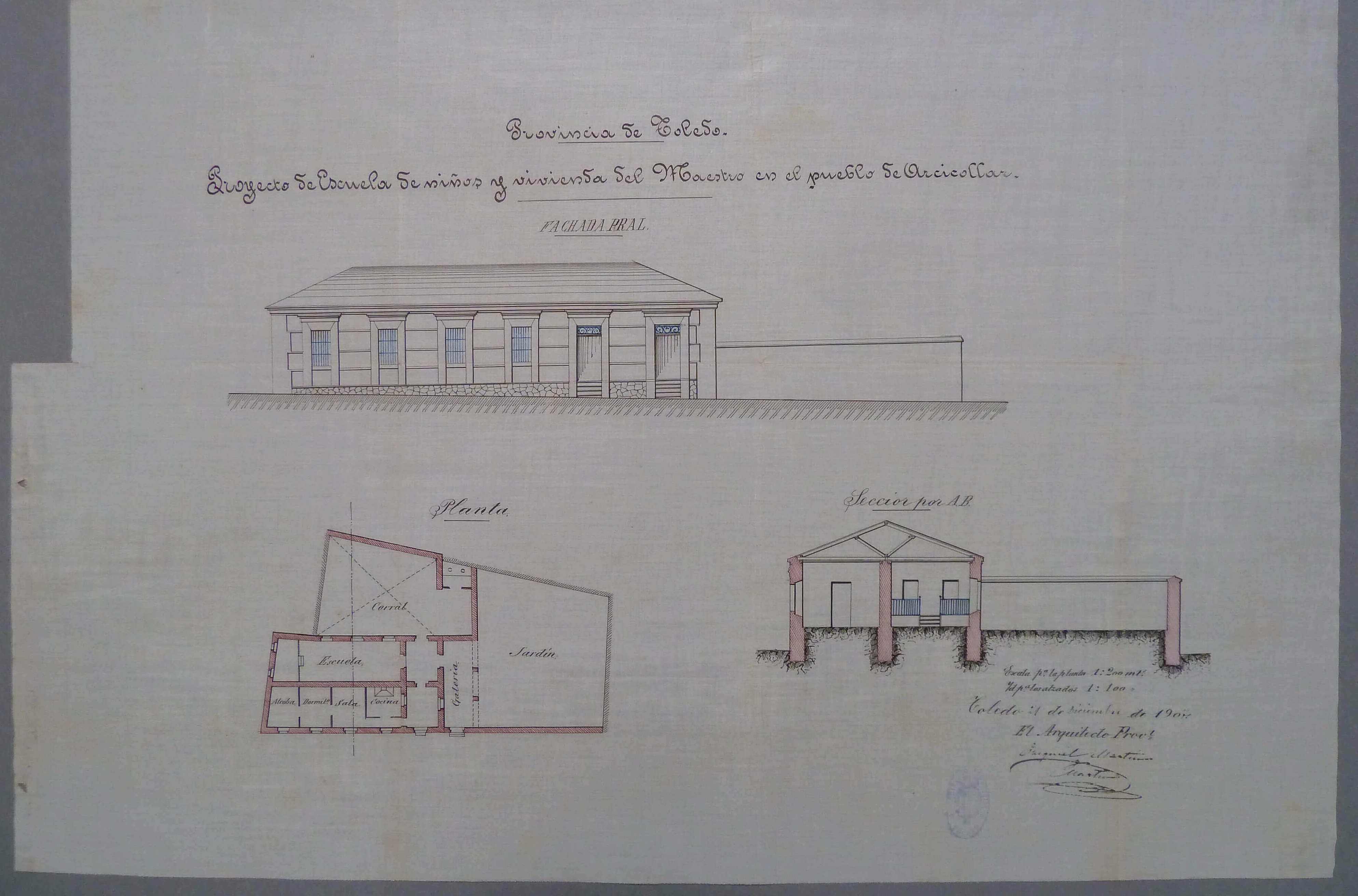 Arcicóllar. Plano edificio escuelas públicas, 1907