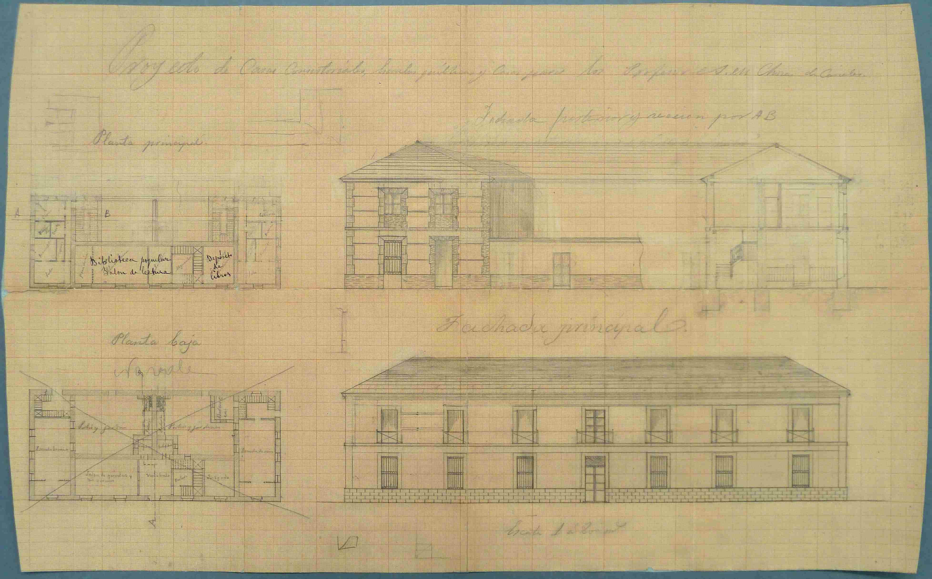 Chozas de Canales. Plano edificio polivalente, 1901