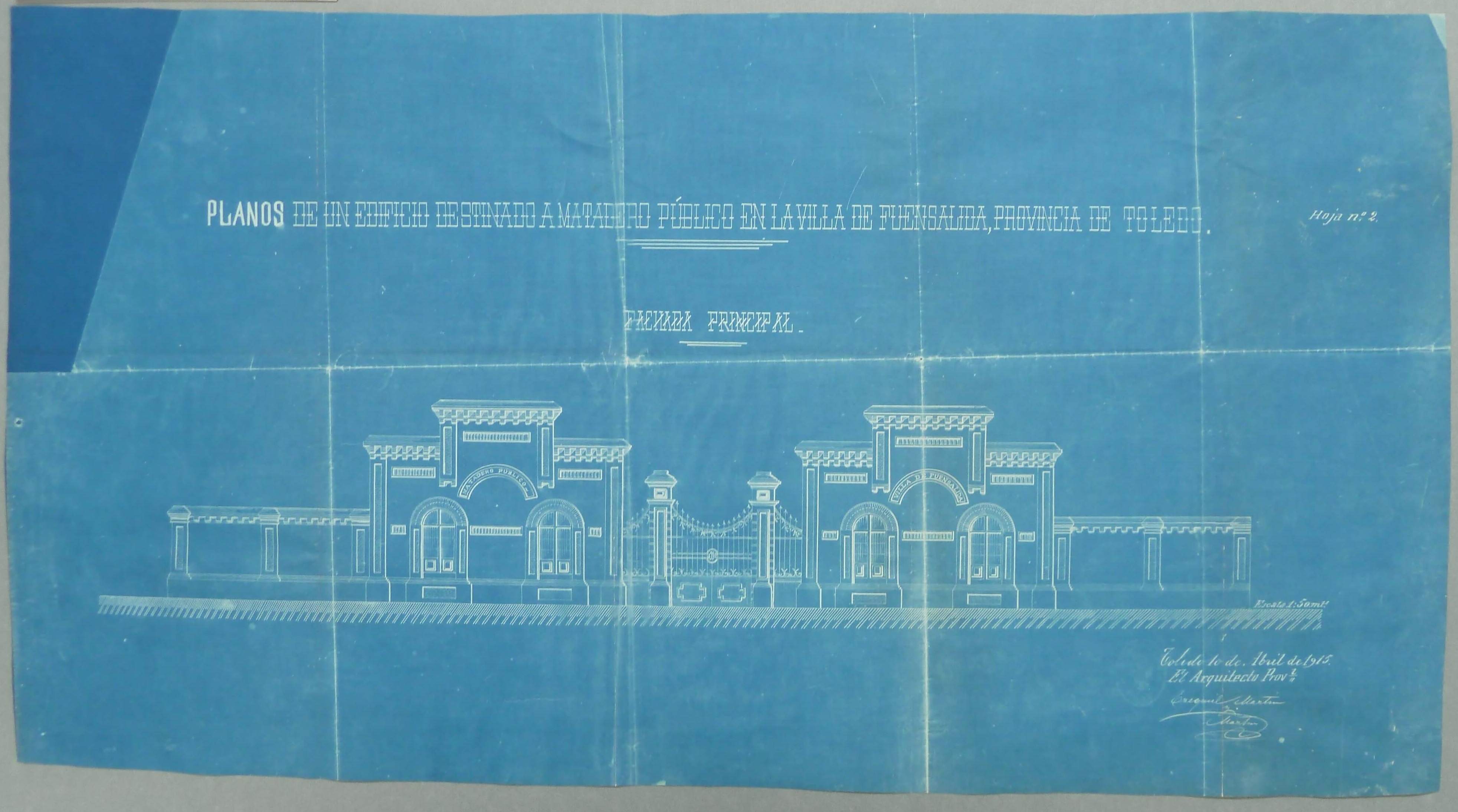 Fuensalida. Fachada principal matadero público, 1915