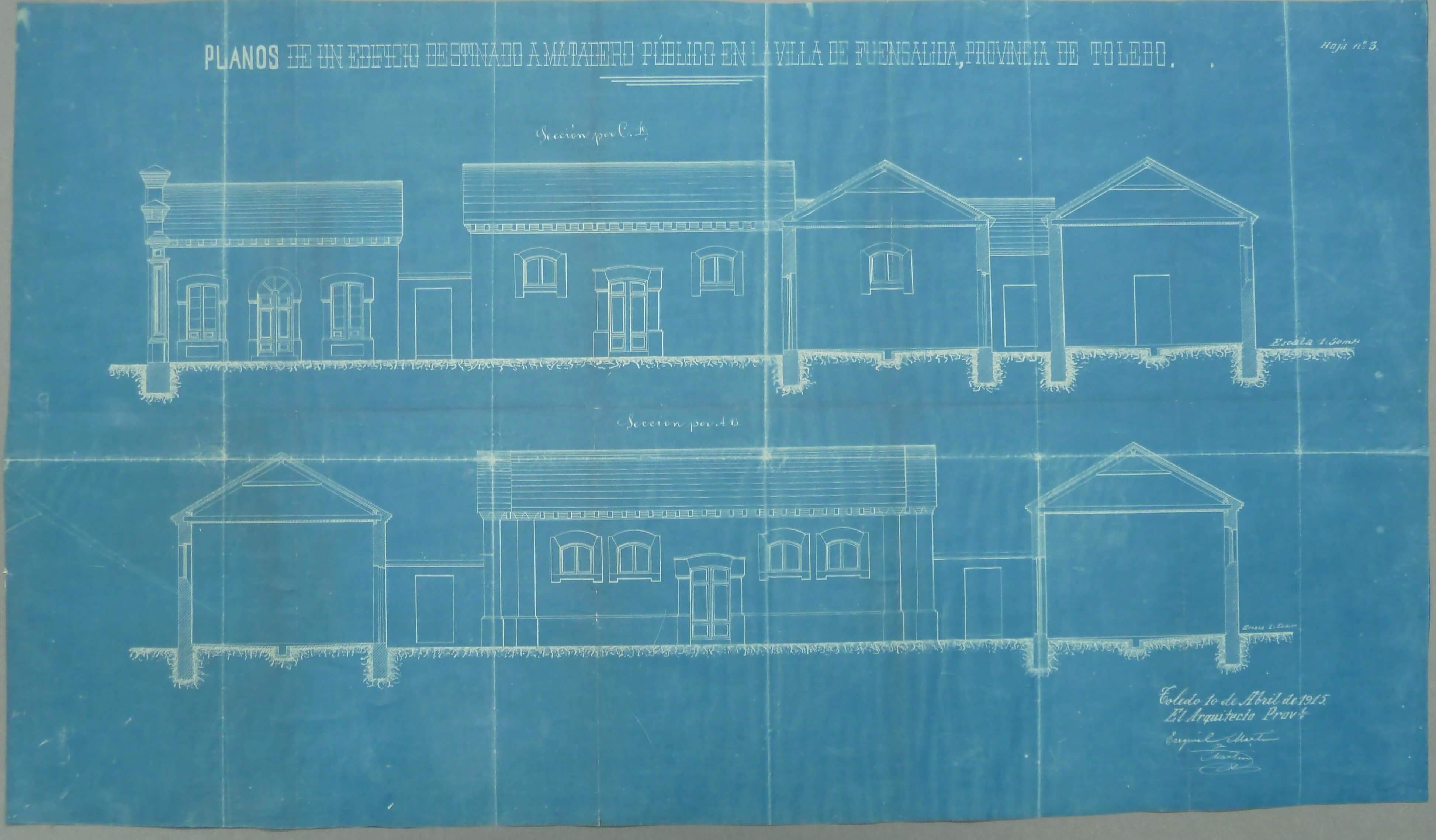 Fuensalida. Vista lateral matadero público, 1915