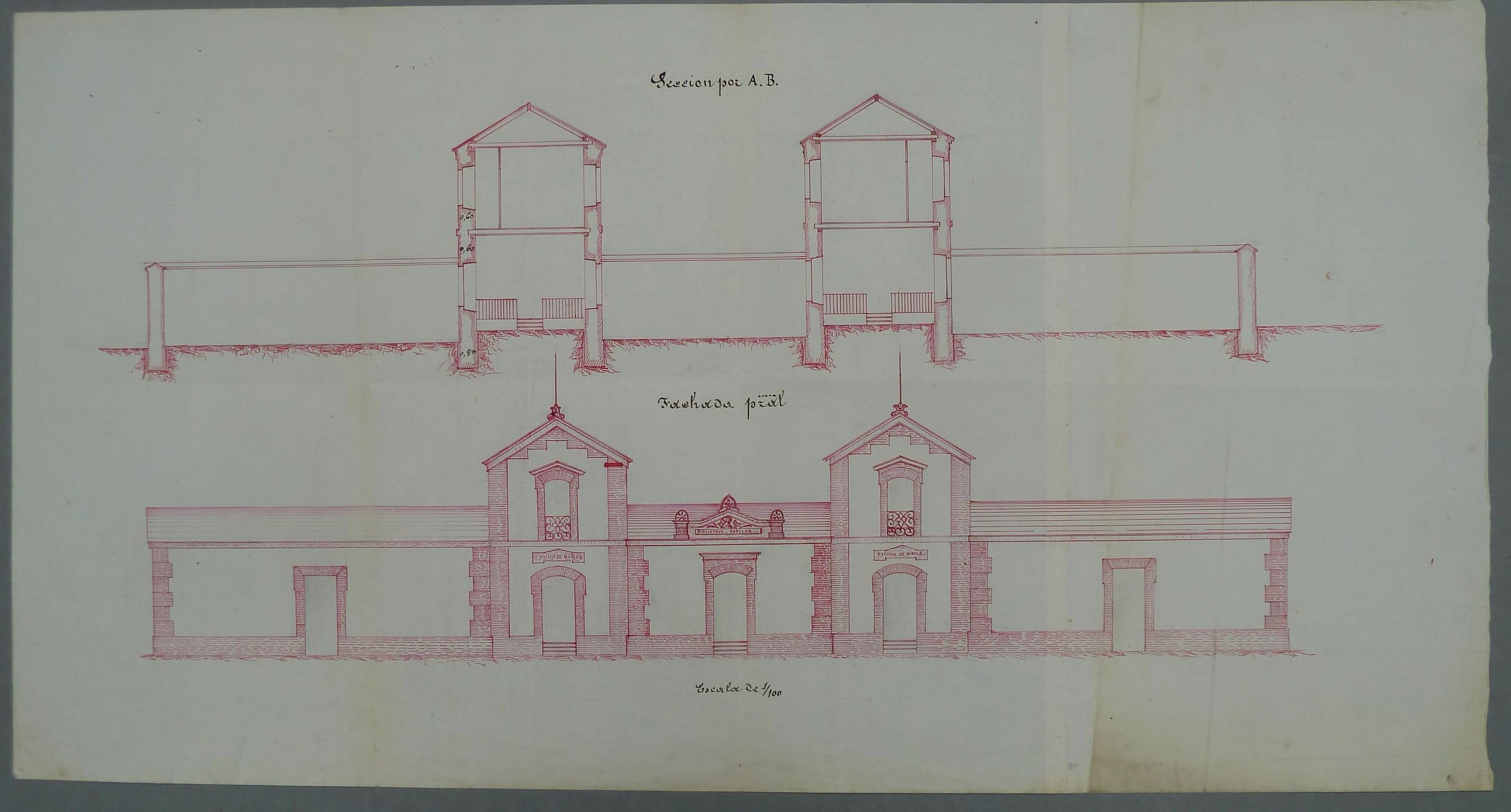 Illescas. Plano fachada edificio escuelas, 1885             