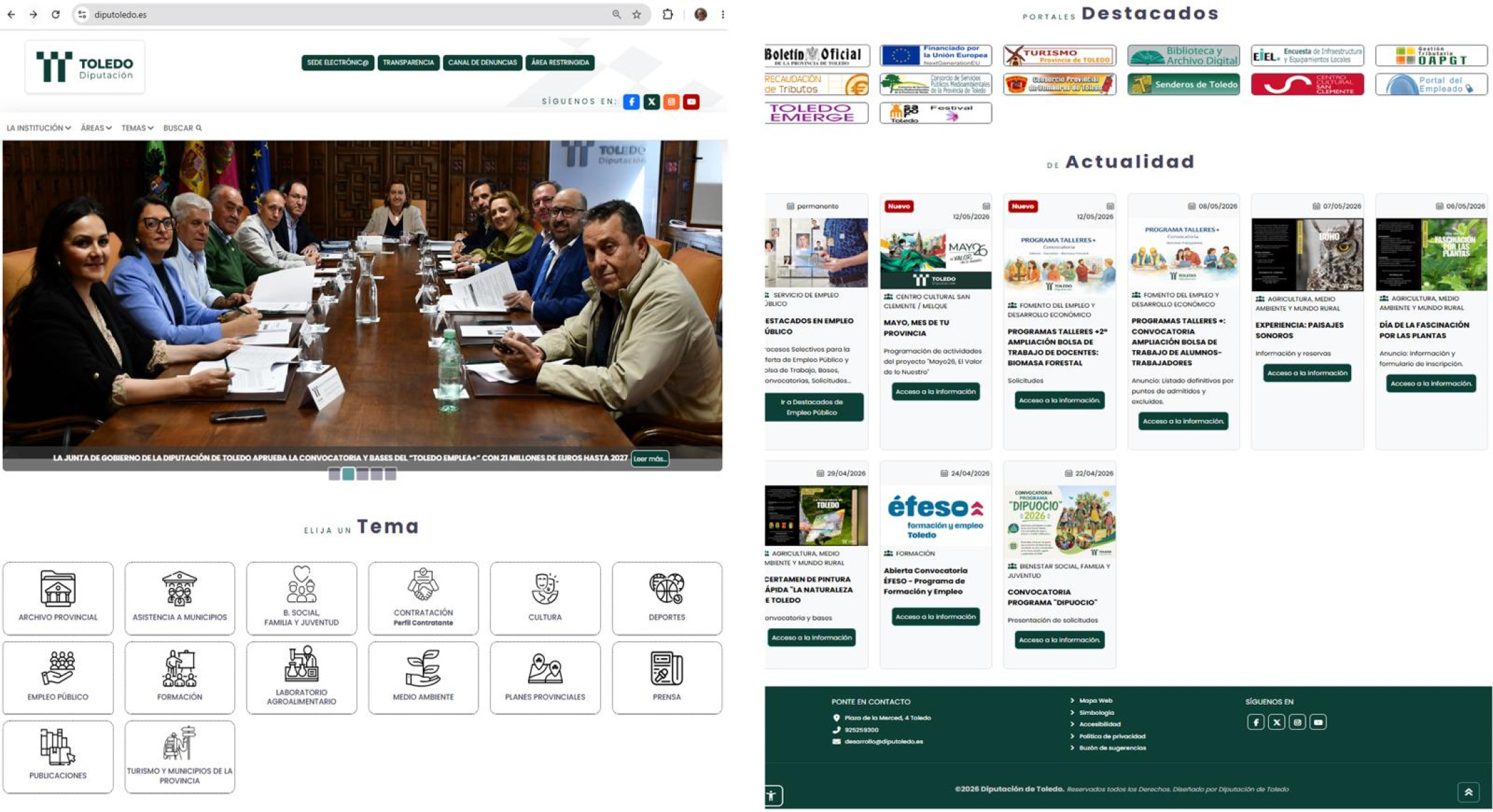 Captura imagen nueva página web Diputación