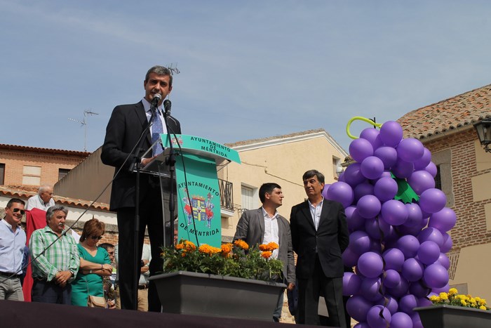 Imagen de Álvaro Gutiérrez pronunciando el pregón de la XVI Fiesta del Vino de Méntrida