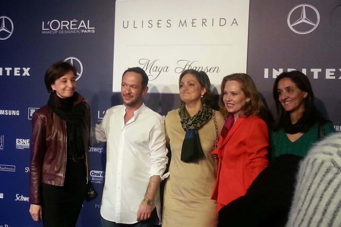 Imagen de Mari Ángeles García con Ulises Mérida en la Semana la Moda de Madrid