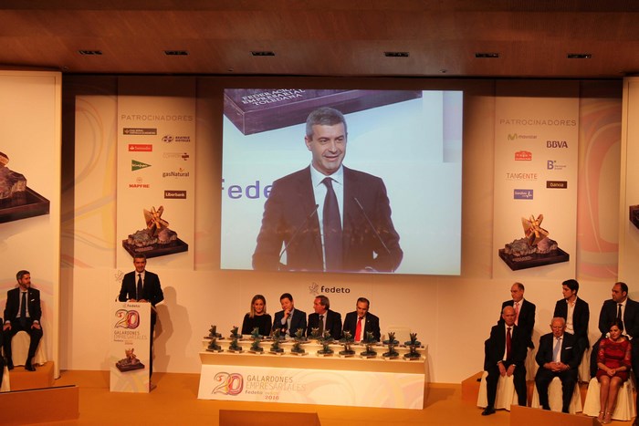 Imagen de Álvaro Gutiérrez durante su intervención en los premios Fedeto 2016