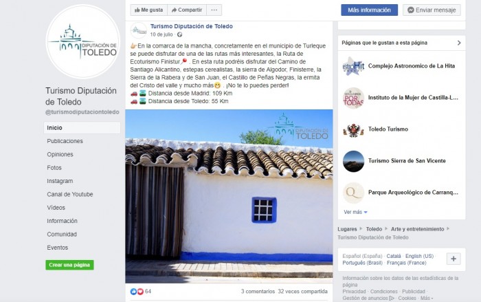 Captura pantalla Facebook Diputación