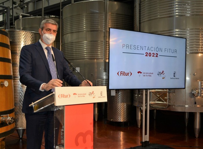 Imagen de Álvaro Gutiérrez durante su intervención en la presentación de FITUR 2022