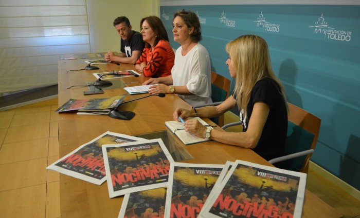 María Ángeles García, Teresa Fernández, Pepe Pino y Claudia Flores presentando Noctívagos 2017