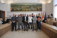 Juan Carlos Sánchez con los representantes sindicales